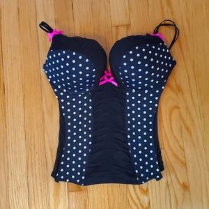 Black polka dot bustier - size large